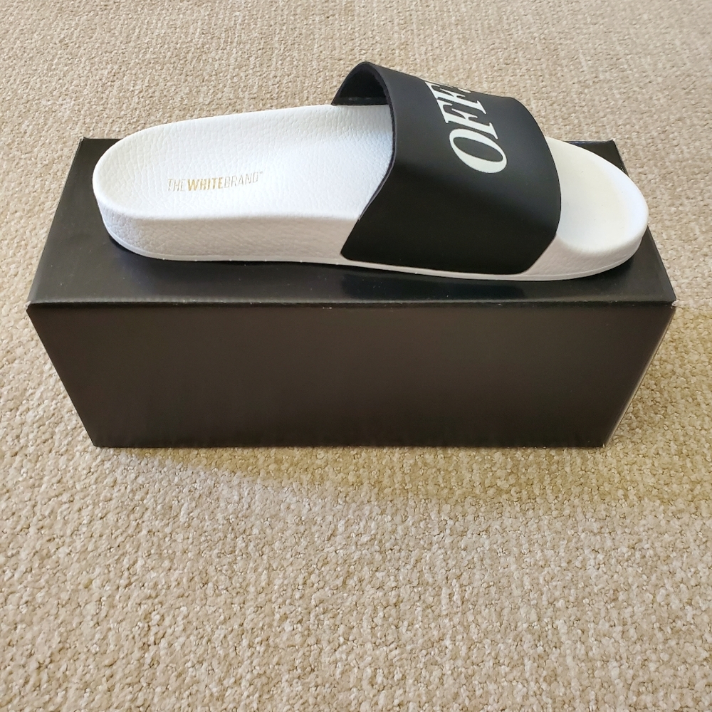 NWT The White Brand Fuck Off Black/White Slides - Picture 5 of 6